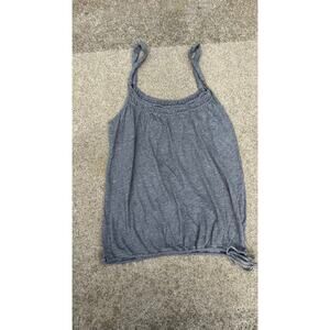 Y2K American Eagle Top Women Size Small Gray Side Tie Sleeveless Smocked Blouse